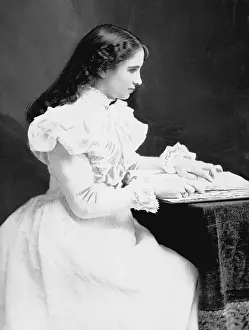 Desk Prints: Helen Keller Sitting at a Desk