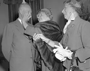 Helen Keller Touching Face of President Eisenhower