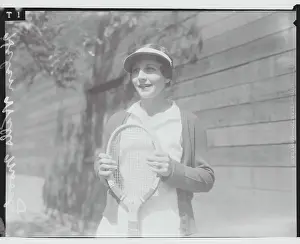 Pasadena Prints: Helen Moody Wills Holding Tennis Racquet