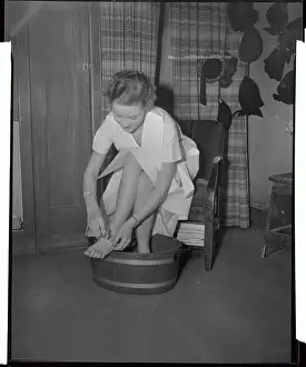 Helen Rodgers Soaking and Washing Her Feet