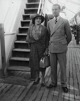 Founder Prints: Helena Rubinstein and Son Sailing on Boat