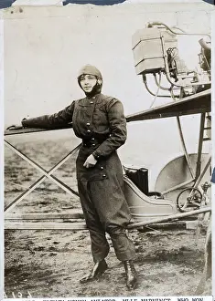 World Record Prints: Helene Dutrieu Standing Beside Airplane