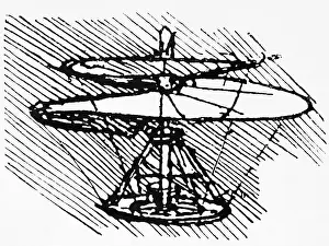Propeller Prints: Helicopter Drawing By Leonardo Da Vinci