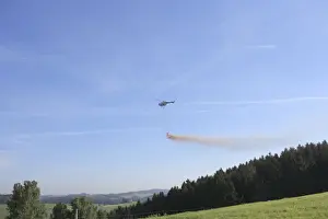 Woods Prints: Helicopter in flight, liming the forest