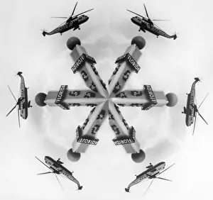 Helicopter Prints: Helicopter And Tower Multiplied By Lens