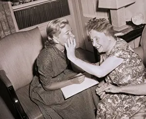 Studying Prints: Hellen Keller Studying a Womans Face
