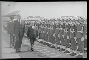Helmut Kohl and Amintore Fanfani Reviewing Honor Troops