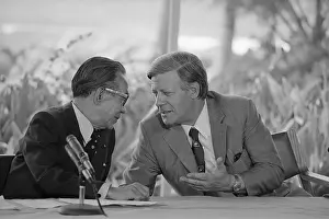 Helmut Schmidt and Takeo Miki Talking Closely