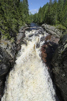 At the Helvetesfallet falls the river Aeman plunges about 30m between vertical cliffs, Oerebro laen, Sweden