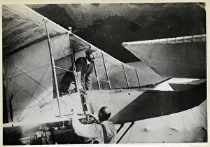 Pioneer Prints: Henri Farman Examining Bi-Plane