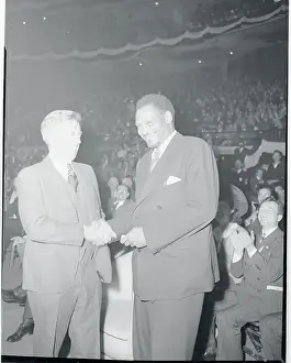 Henry A. Wallace Shaking Hands with Paul Robeson