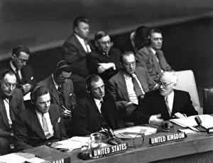 Henry Cabot Lodge Listening to Russian Remarks