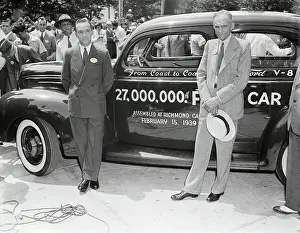 1939 Worlds Fair Prints: Henry and Edsel Ford Posing Next to a Car