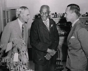 Dearborn Prints: Henry and Edsel Ford Speaking with George Washington Carver