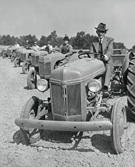Tecumseh Prints: Henry Ford and Farmers Riding Ford Tractors