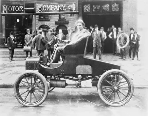 Henry Ford Posing in Automobile