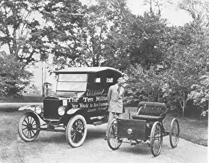 Dearborn Prints: Henry Ford Posing by His Designed Automobiles