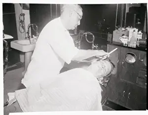 Henry Jackson Getting Shaved in Senatorial Barber Shop