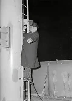 Richmond Prints: Henry Kaiser Climbing up Cargo Boom at His Ship Yards