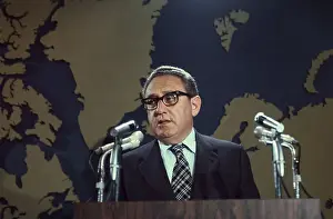 Henry Kissinger at Microphones