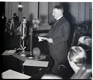 Birthday Prints: Henry L. Stimson Standing at Microphone