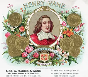 Tobacco Prints: Henry Vane Portrait Surrounded By Coins