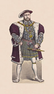Henry VIII (1491-1547) Gallery: Henry VIII of England (1491-1547), hand-colored wood engraving, published c.1880