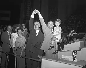 Candidate Prints: Henry Wallace, Glen Taylor, Son; Hands Raised