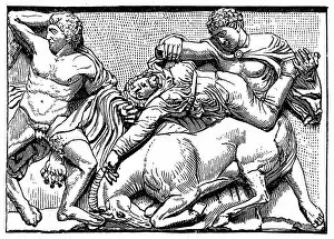 Images Dated 23rd January 2016: Herakles (left) and Greek felling a mounted Amazon