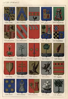 Coats of Arms Engravings 19th Century Gallery: Heraldry, Coats of Arms of Spain, 19th Century