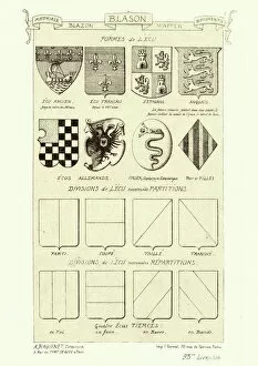 Coats of Arms Engravings 19th Century Gallery: Heraldry, French, Spanish, English, German, Examples of Coat of Arms