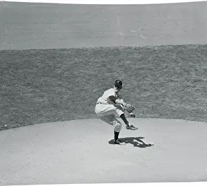 Herb Score with His Leg in Pitching Stance