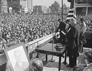 Rhetoric Prints: Herbert Hoover Addressing Large Crowd
