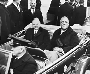 Bodyguard Prints: Herbert Hoover and FDR in an Automobile