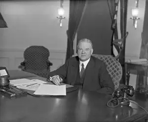 Herbert Hoover Signing Unemployment Relief Bill
