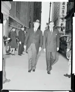 Willkie Prints: Herbert Hoover and Son Wearing Formal Wear and Walking in Manhattan
