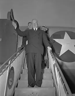 Herbert Hoover Waving from Airplane