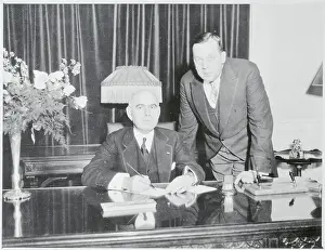 Lehman Prints: Herbert Lehman Posing at Desk
