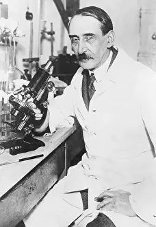 Bacteriologist Prints: Hermann Dostal In Lab W/Microscope