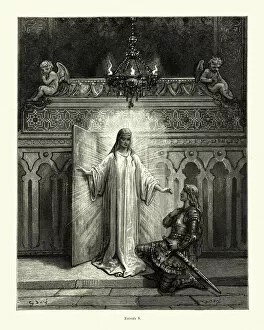 Images Dated 22nd August 2019: Hero knight receiving blessings from saint. Orlando Furioso