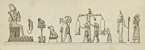 Ancient Egyptian Gods and Goddesses Gallery: Hieroglyphics of the judgement of the dead in the presence of Osiris