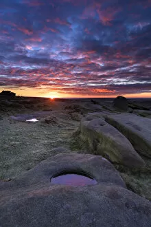 Images Dated 8th November 2016: Higgor Tor Rocks sunrise. English Peak District. UK