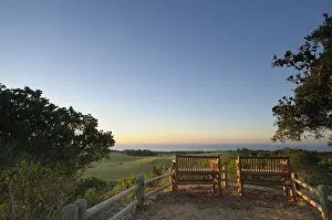 Seat Prints: High angle view of benches over looking iSimangaliso Wetland Park and Indian ocean