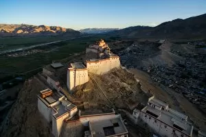 The high angle view of Gyantse Dzong, Tibet, China