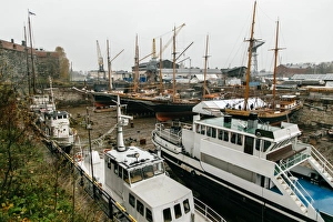 High-angle view on Viapori dockyard at Suomenlinna, Finland