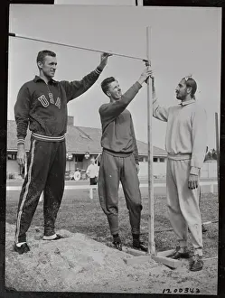 Helsinki Prints: High Jumpers Adjusting Bar at Helsinki Olympics