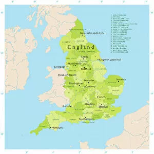 Text Collection: Highly detailed vector map of England