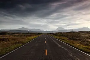 Cloudy Sky Prints: Highway no. 89, near Browning, the mountains of Glacier National Park at the back