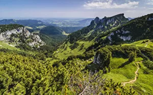 Images Dated 6th July 2011: Hiking trail at Benediktenwand mountain ridge, Bavaria, Germany, Europe