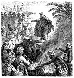 Images Dated 10th June 2017: Hindoo Rite Of Suttee. The Widow Burnt With Her Husbands Corpse